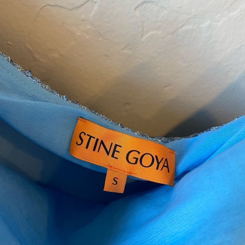 STINE GOYA Kenza Asymmetrical Sequin Mini Dress in Hydrangea Blue - Picture 9 of 12